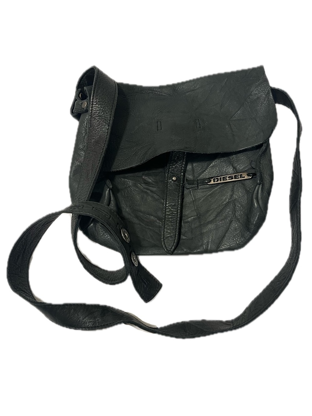 Diesel Black Soft Leather Small Crossbody Bag